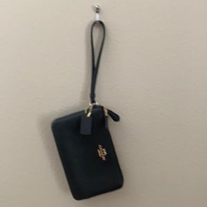 Coach black leatherette mini wristlet
